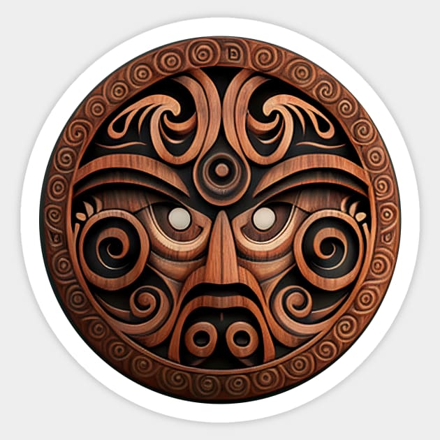 Maori Wood Carving Face Sticker by kansaikate